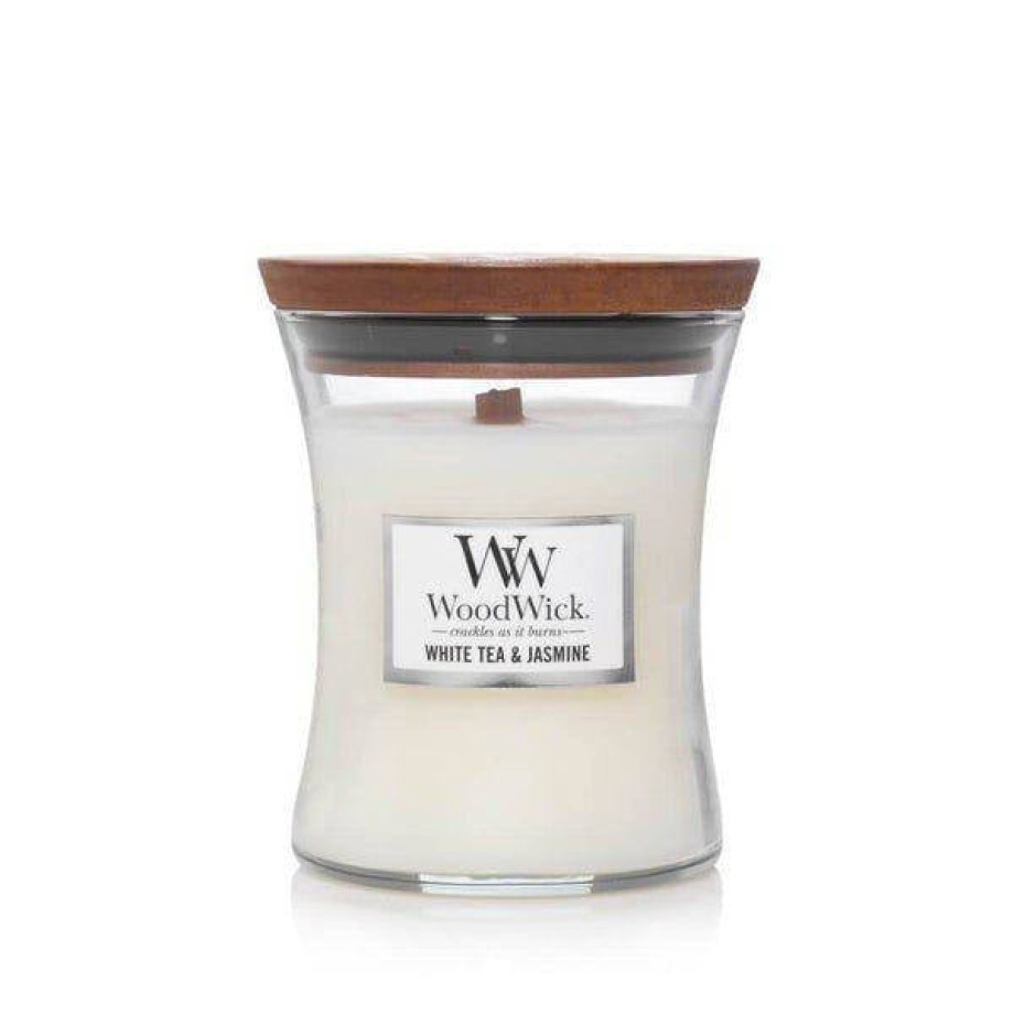 WoodWick geurkaars White Tea & Jasmine Medium afbeelding 