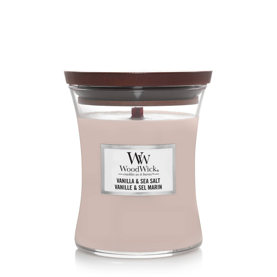 WoodWick geurkaars Vanilla & Sea Salt Medium afbeelding 