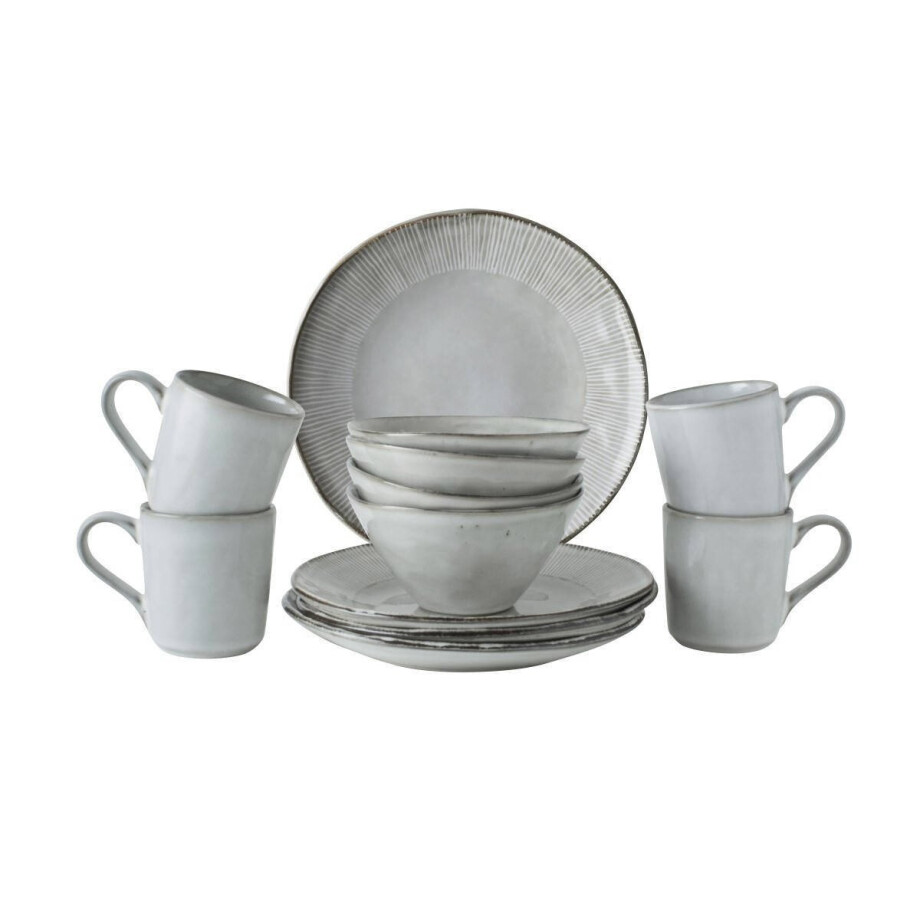 Dutch Rose serviesset (12-delig) Licht grijs Dutch Rose serviesset (12-delig) Licht grijs afbeelding