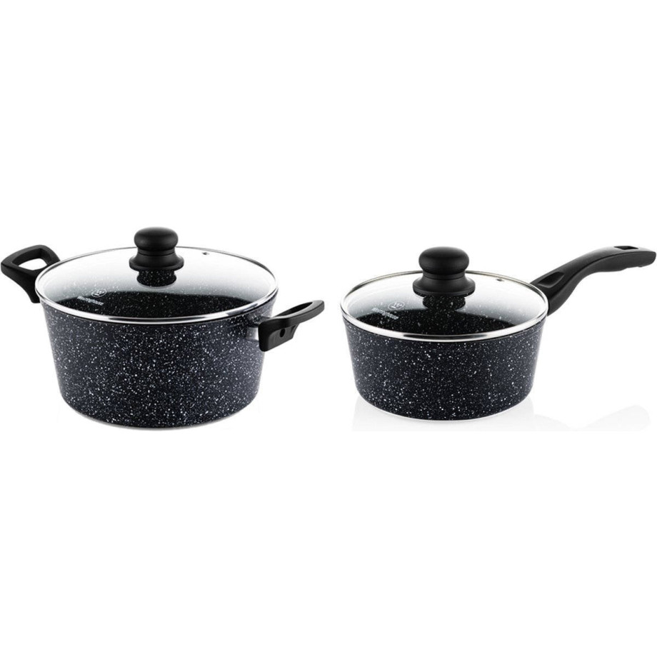 Westinghouse Pannenset Black Marble (Braadpan ø 28 cm + Steelpan ø 20 cm) - Inductie en alle andere warmtebronnen afbeelding 