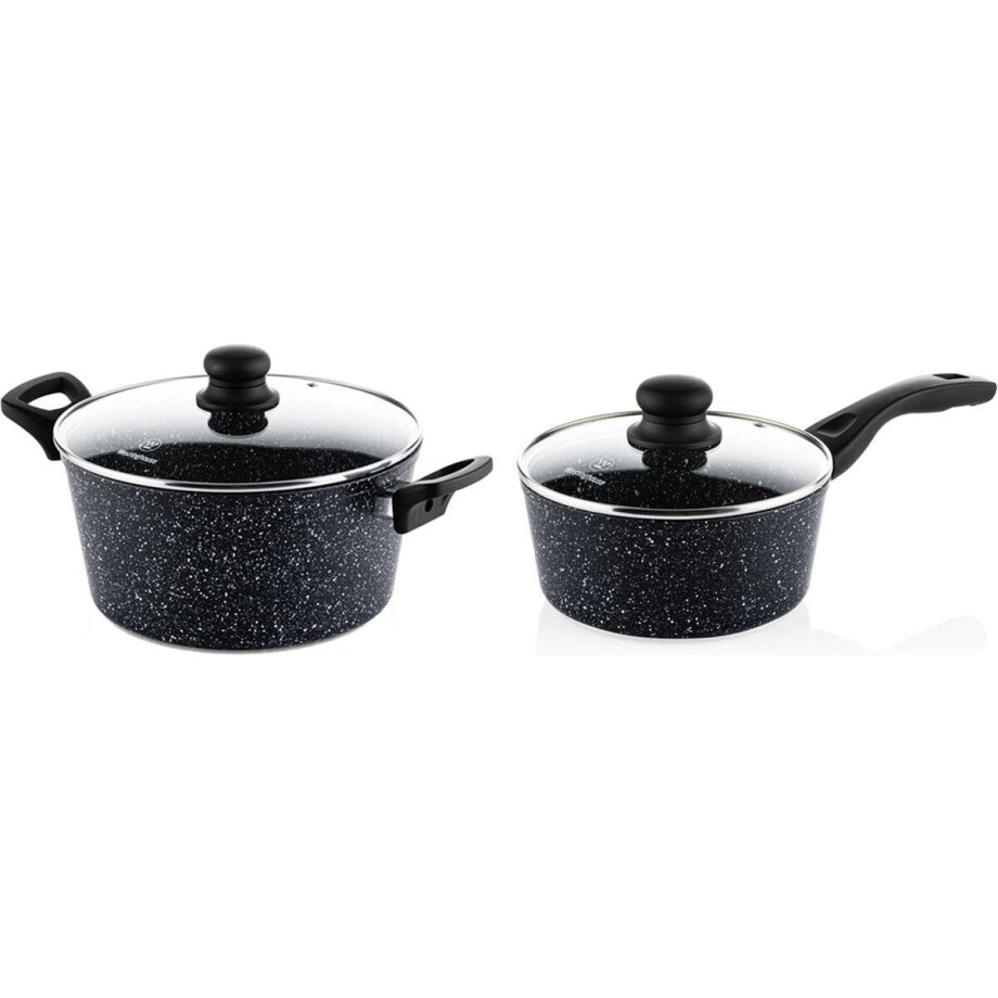 Westinghouse Pannenset Black Marble (Braadpan ø 24 cm + Steelpan ø 18 cm) - Inductie en alle andere warmtebronnen afbeelding 