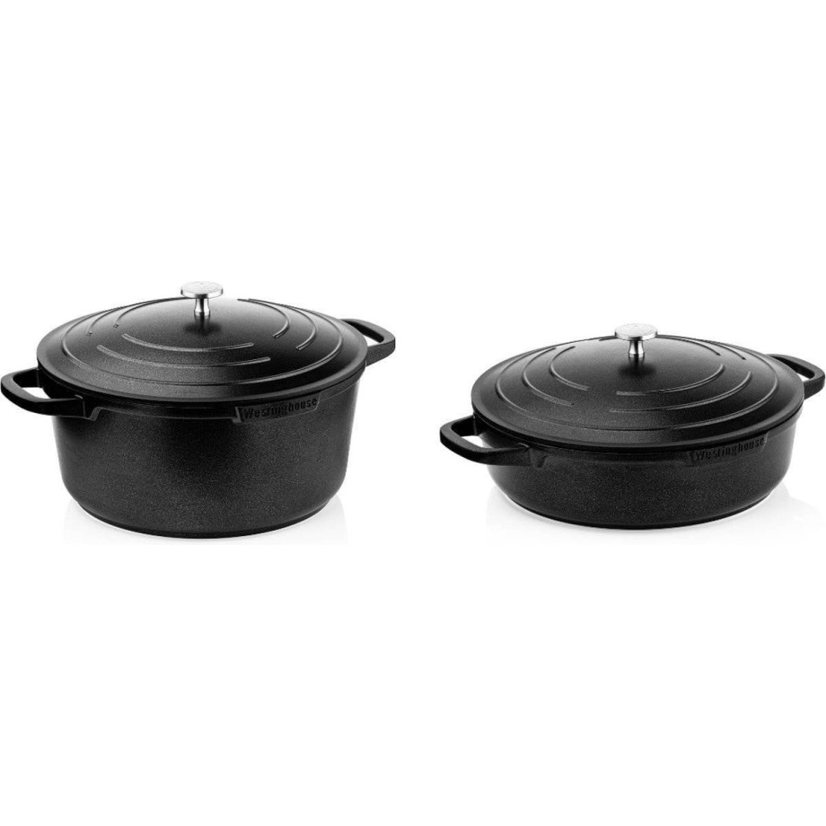 Westinghouse Pannenset Performance (Braadpan + Hapjespan) ø 28 cm - Zwart - Inductie en alle andere warmtebronnen afbeelding 