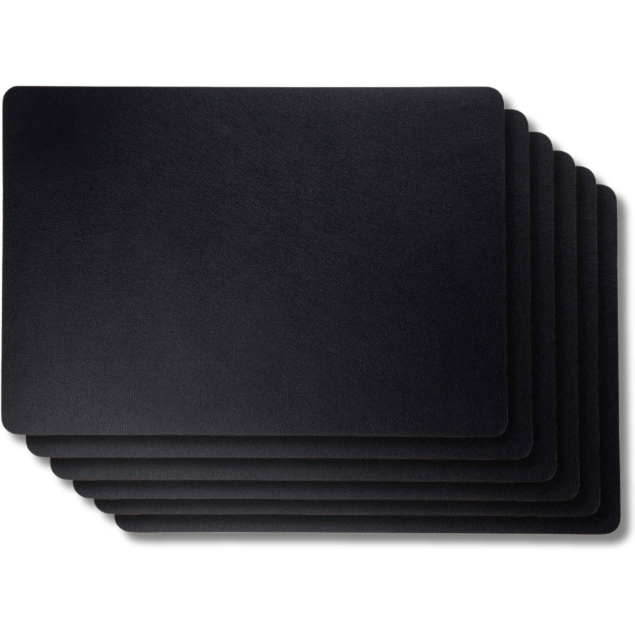 Jay Hill Placemats - Vegan leer - Zwart - 46 x 33 cm - 6 stuks afbeelding 