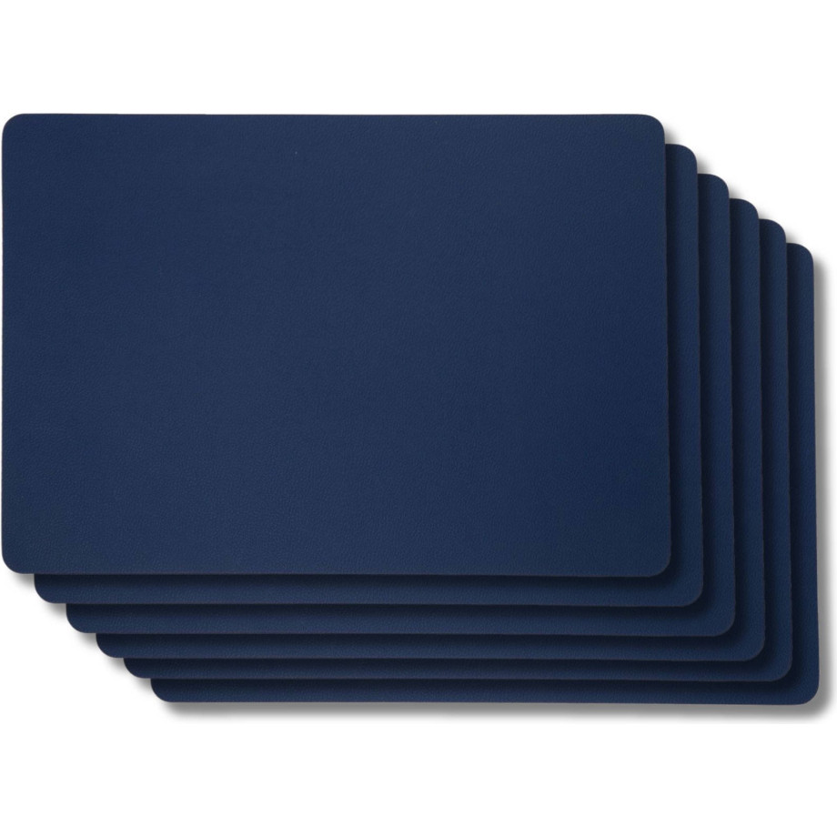 Jay Hill Placemats - Vegan leer - Grijs / Blauw - dubbelzijdig - 46 x 33 cm - 6 Stuks afbeelding 