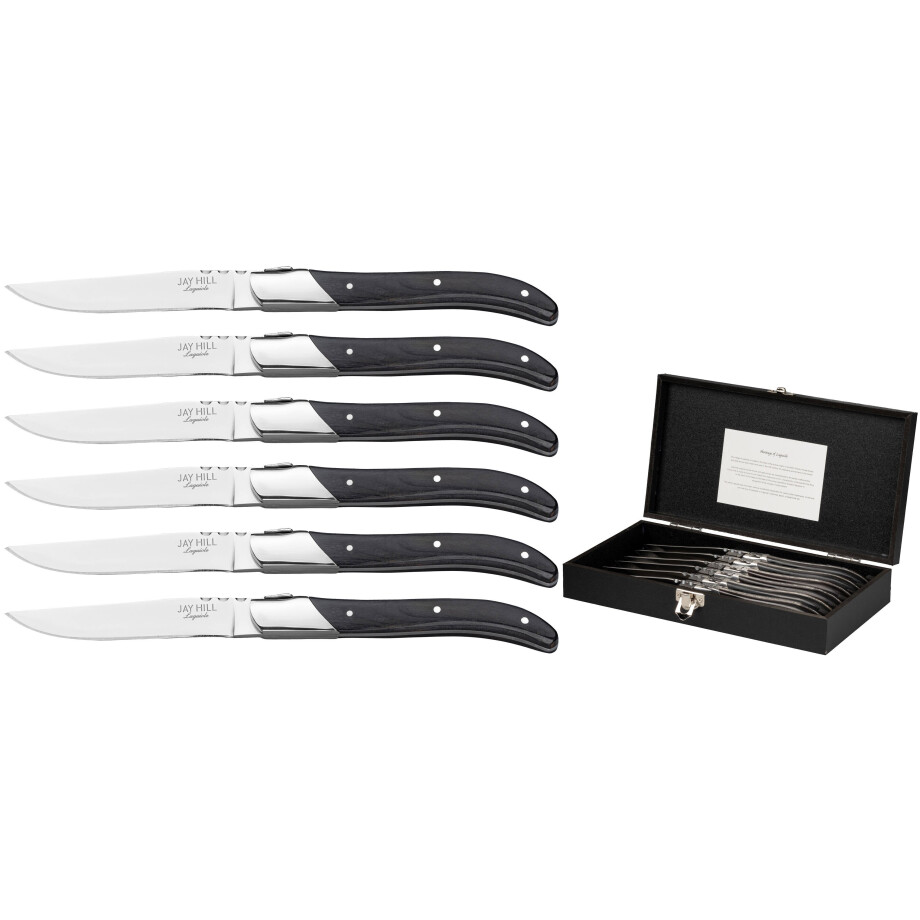 Jay Hill Steakmessen Laguiole - Zwart - 6 Stuks Jay Hill Steakmessen Laguiole - Zwart - 6 Stuks afbeelding