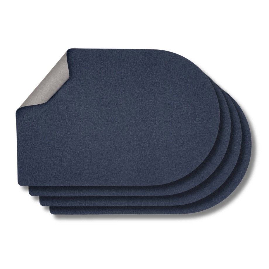 Jay Hill Placemats - Vegan leer - Grijs / Blauw - Bread - dubbelzijdig - 44 x 30 cm - 4 Stuks afbeelding 