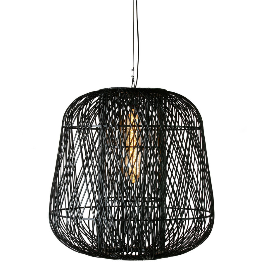 WOOOD Exclusive Moza Hanglamp - Bamboe - Zwart - 100x100x100 afbeelding 