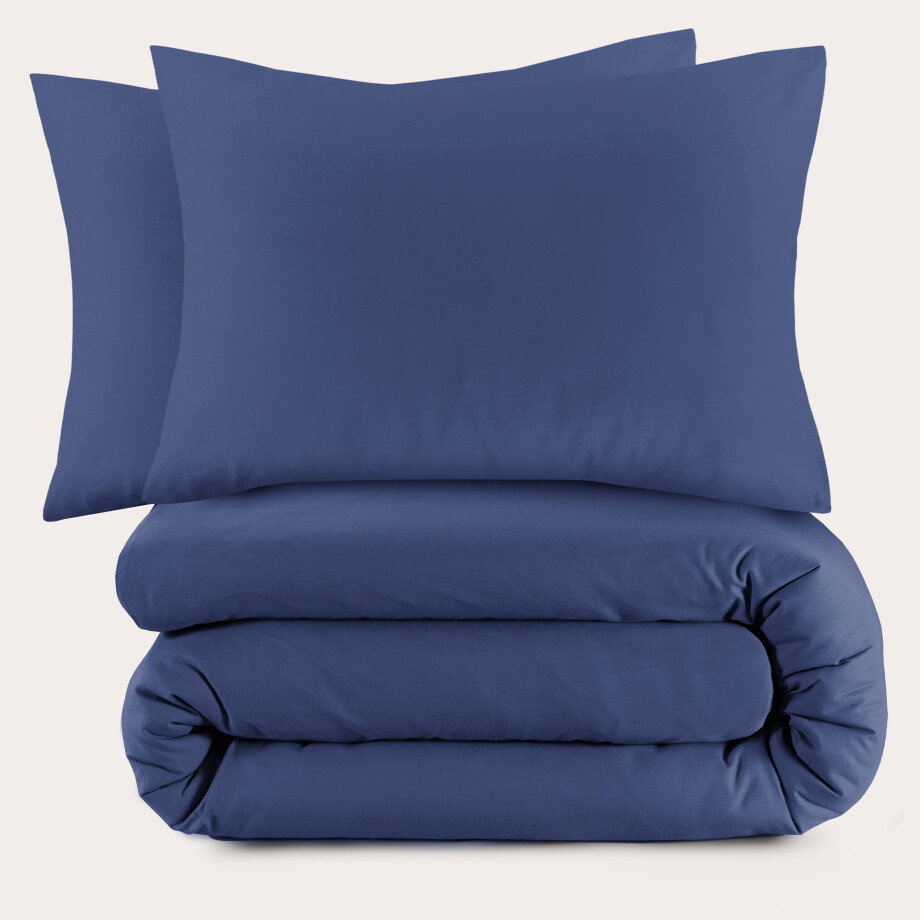 NOUS Living katoenen dekbedovertrek 2 persoons blauw (200x220 cm) afbeelding 