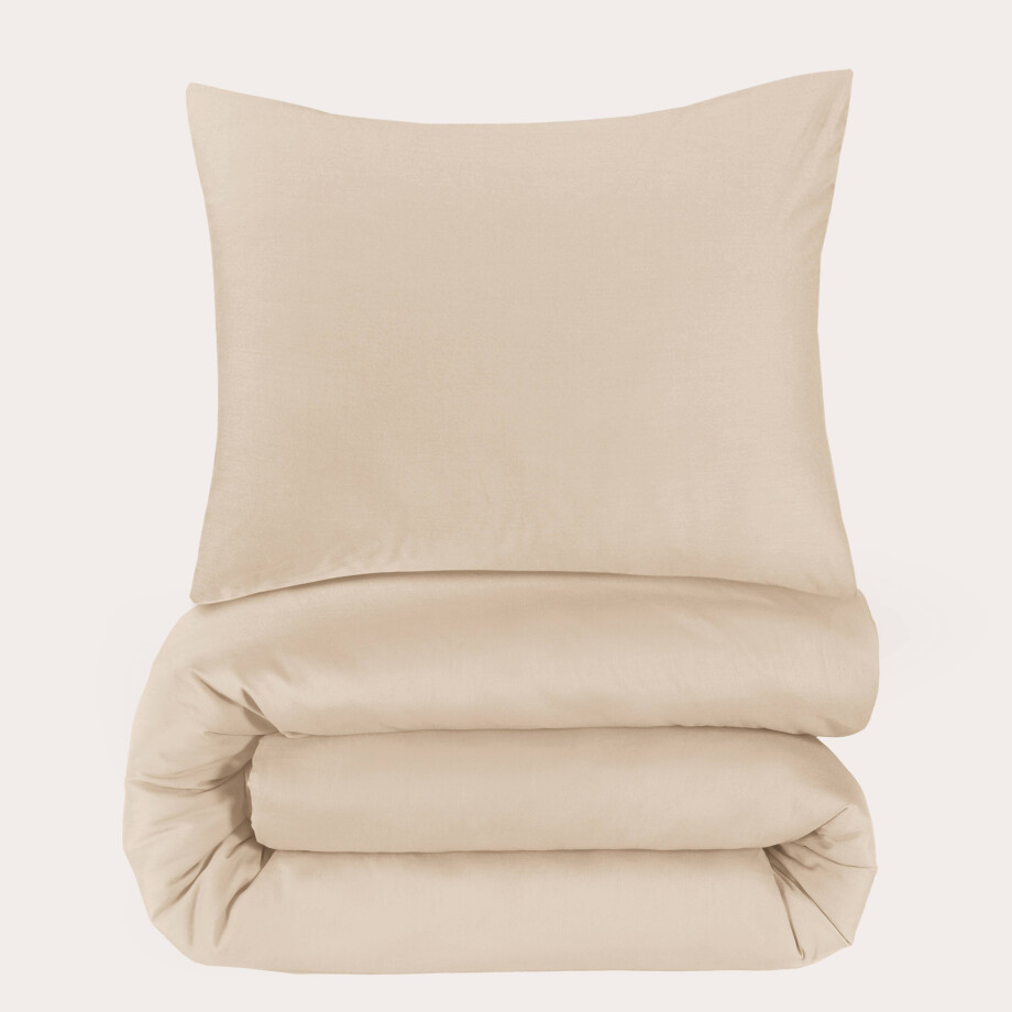 NOUS Living katoenen dekbedovertrek 1 persoons beige (140x220 cm) NOUS Living katoenen dekbedovertrek 1 persoons beige (140x220 cm) afbeelding