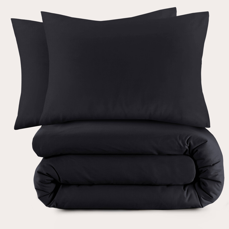 NOUS Living katoenen dekbedovertrek 2 persoons zwart (200x220 cm) NOUS Living katoenen dekbedovertrek 2 persoons zwart (200x220 cm) afbeelding