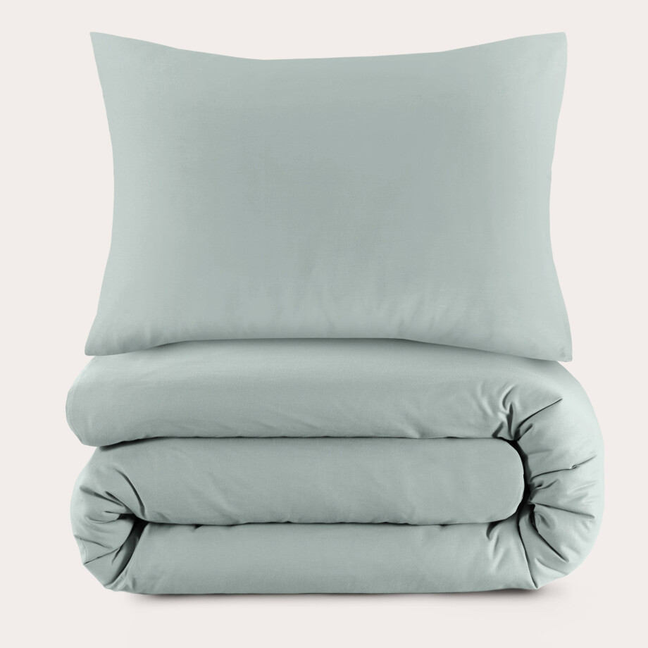 NOUS Living katoenen dekbedovertrek 1 persoons lichtgroen (140x220 cm) afbeelding 