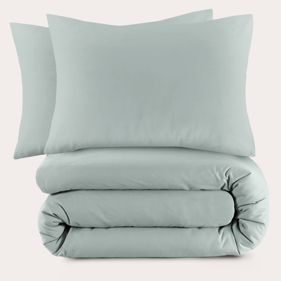 NOUS Living katoenen dekbedovertrek lits-jumeaux lichtgroen (240x220 cm) afbeelding 