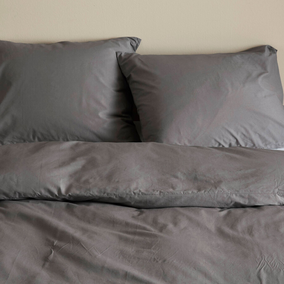 NOUS Living katoenen dekbedovertrek lits-jumeaux antraciet (240x220 cm) afbeelding 