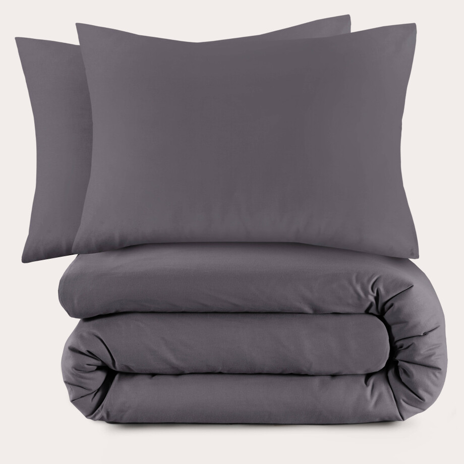 NOUS Living katoenen dekbedovertrek lits-jumeaux antraciet (240x220 cm) NOUS Living katoenen dekbedovertrek lits-jumeaux antraciet (240x220 cm) afbeelding