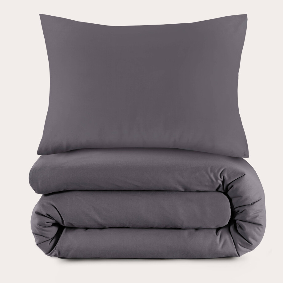 NOUS Living katoenen dekbedovertrek 1 persoons antraciet (140x220 cm) NOUS Living katoenen dekbedovertrek 1 persoons antraciet (140x220 cm) afbeelding