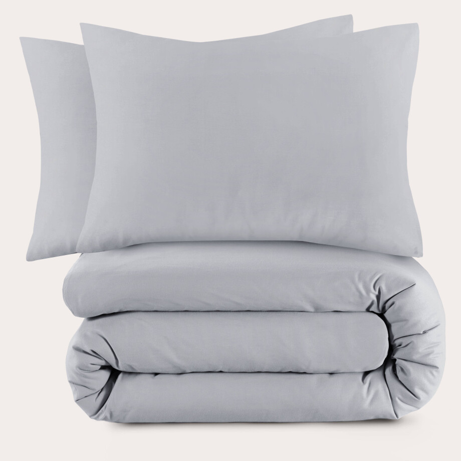 NOUS Living katoenen dekbedovertrek 2 persoons lichtgrijs (200x220 cm) afbeelding 