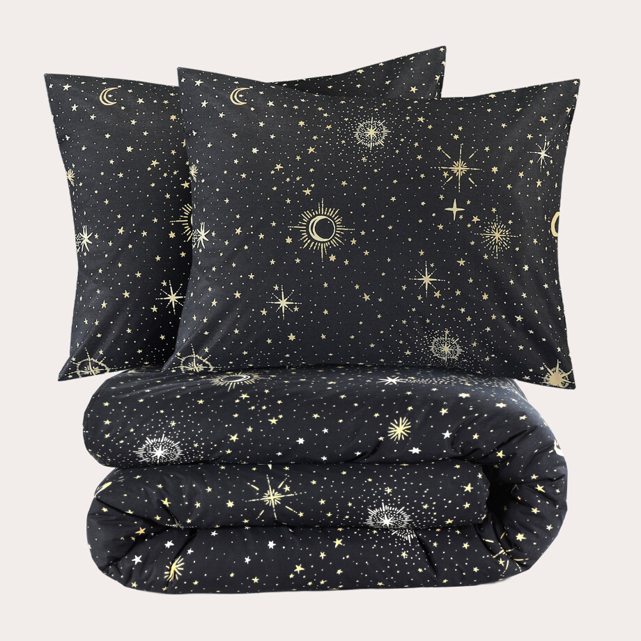 NOUS Living katoenen dekbedovertrek lits-jumeaux zwart (240x220 cm) afbeelding 