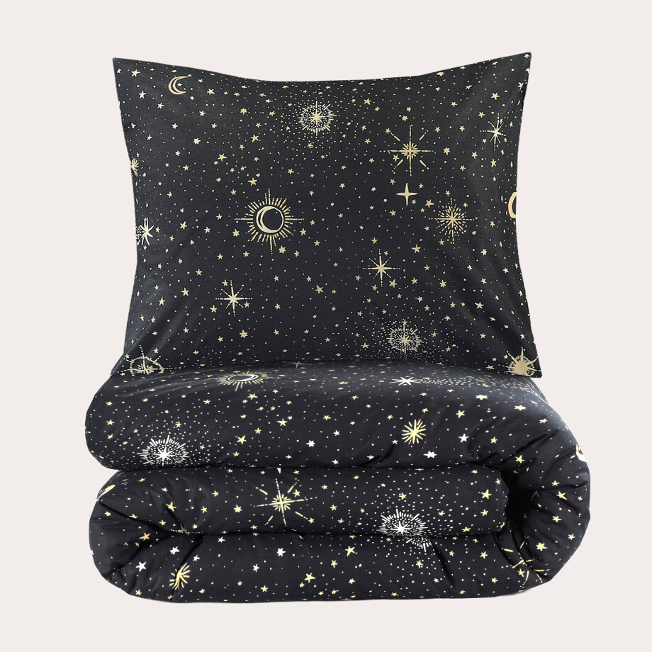 NOUS Living katoenen dekbedovertrek 1-persoons zwart (140x220 cm) NOUS Living katoenen dekbedovertrek 1-persoons zwart (140x220 cm) afbeelding