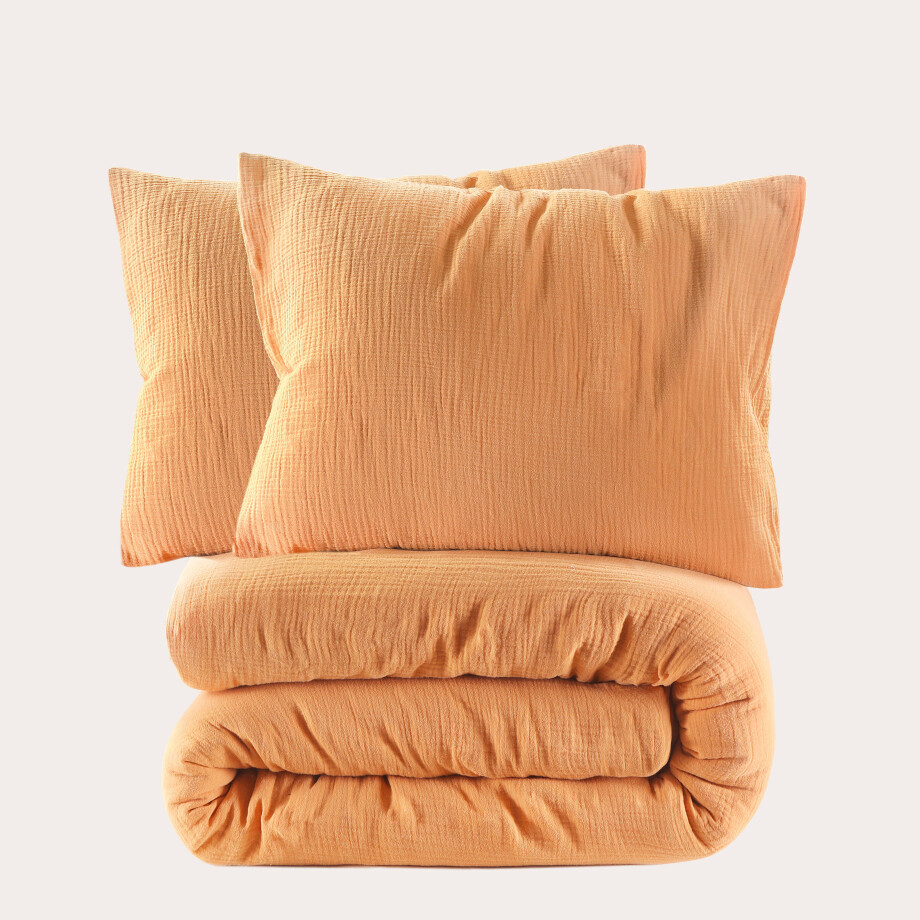 NOUS Living mousseline dekbedovertrek lits-jumeaux oranje (240x220 cm) afbeelding 