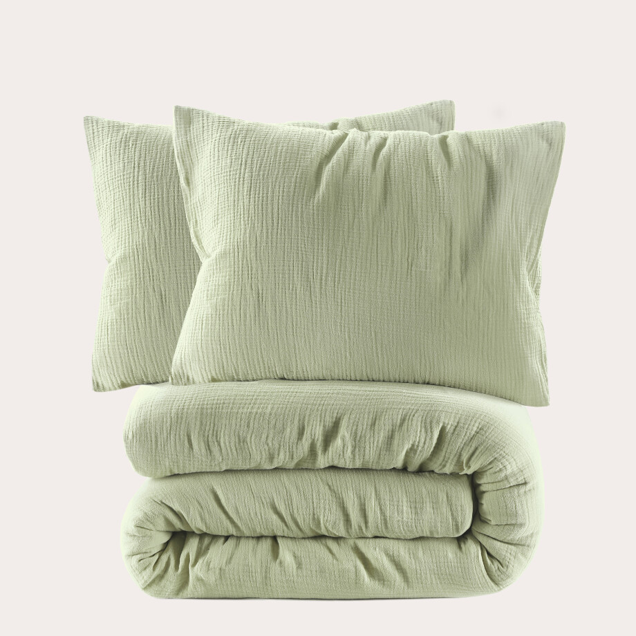 NOUS Living mousseline dekbedovertrek lits-jumeaux groen (240x220 cm) afbeelding 