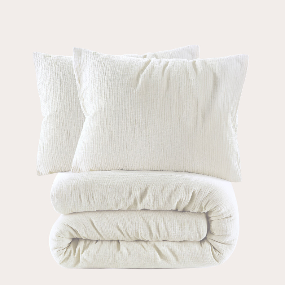 NOUS Living mousseline dekbedovertrek lits-jumeaux ecru (240x220 cm) afbeelding 