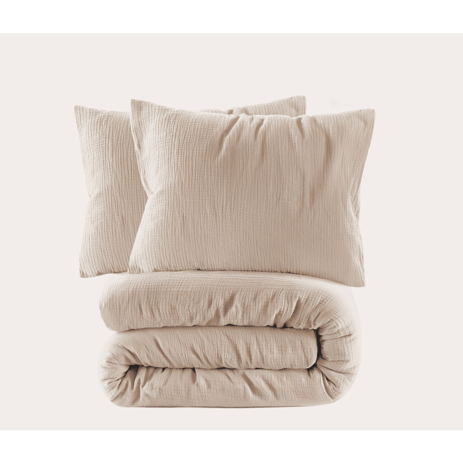 NOUS Living mousseline dekbedovertrek lits-jumeaux beige (240x220 cm) afbeelding 