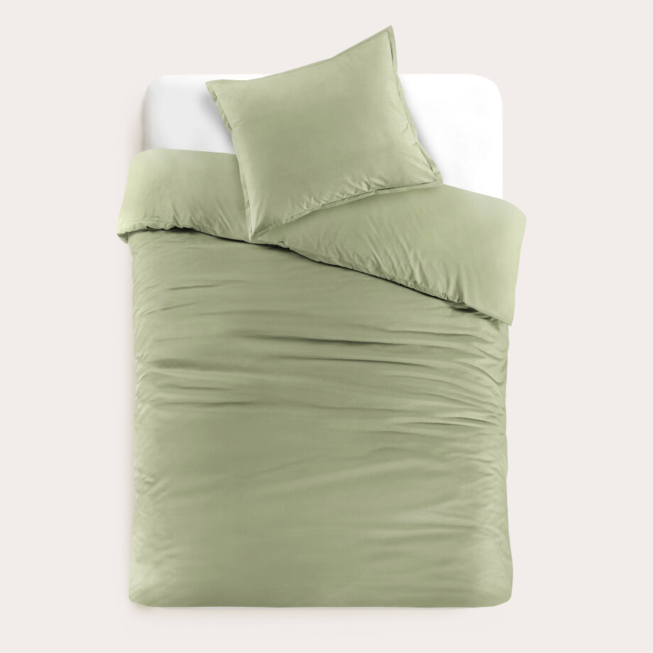 Studio LIVIT perkal katoenen dekbedovertrek 1 persoons groen (140x220 cm) afbeelding 