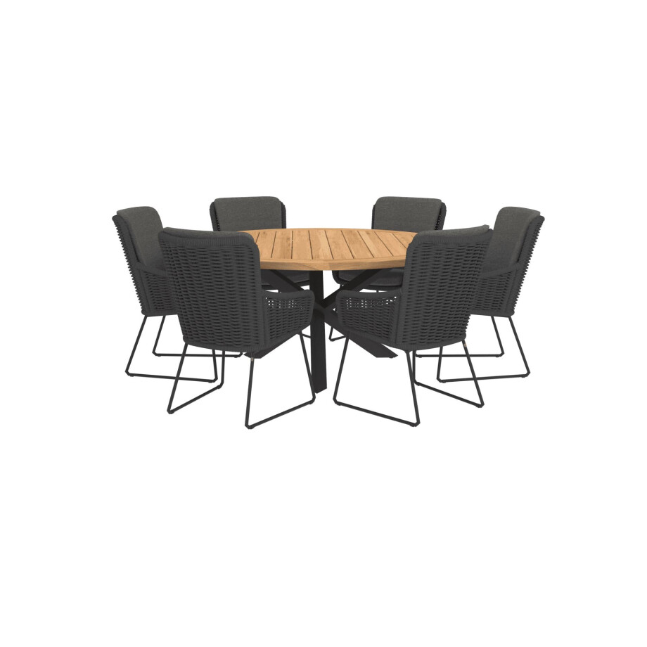 Taste 4 Seasons Outdoor Tuinset Wing Prado Teak-Anthracite  Ø160 cm afbeelding 