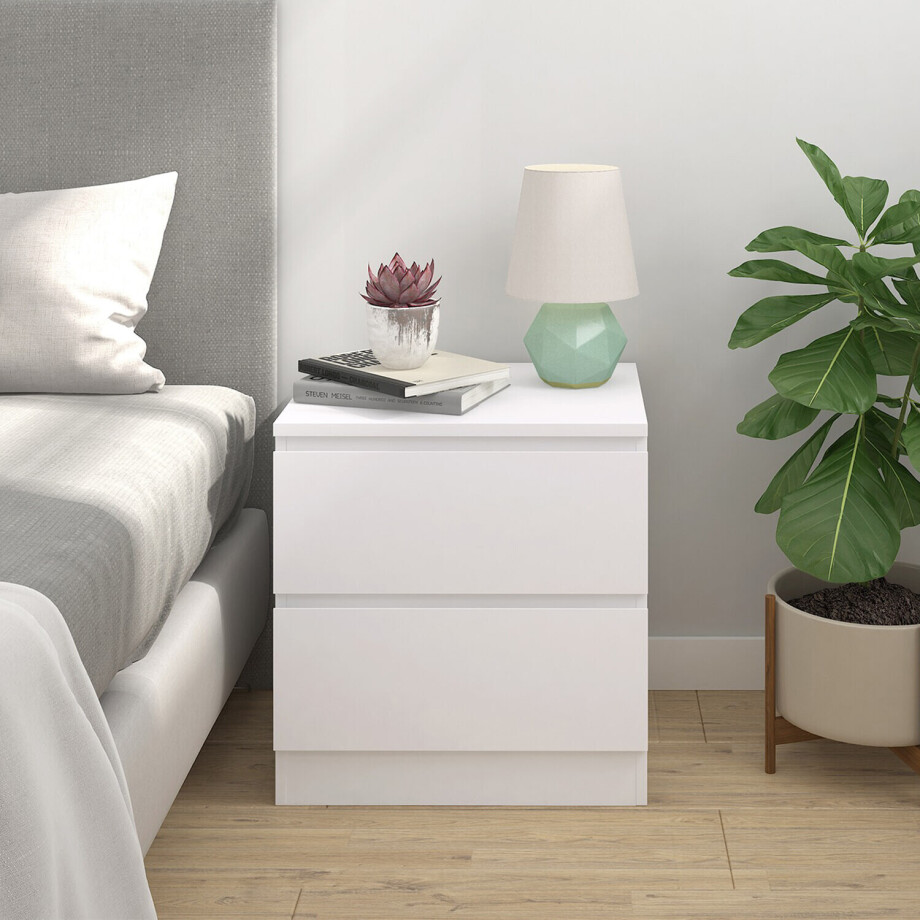 Artistiq Nachtkastje 'Youba' 2 lades, kleur Wit Artistiq Nachtkastje 'Youba' 2 lades, kleur Wit afbeelding 1