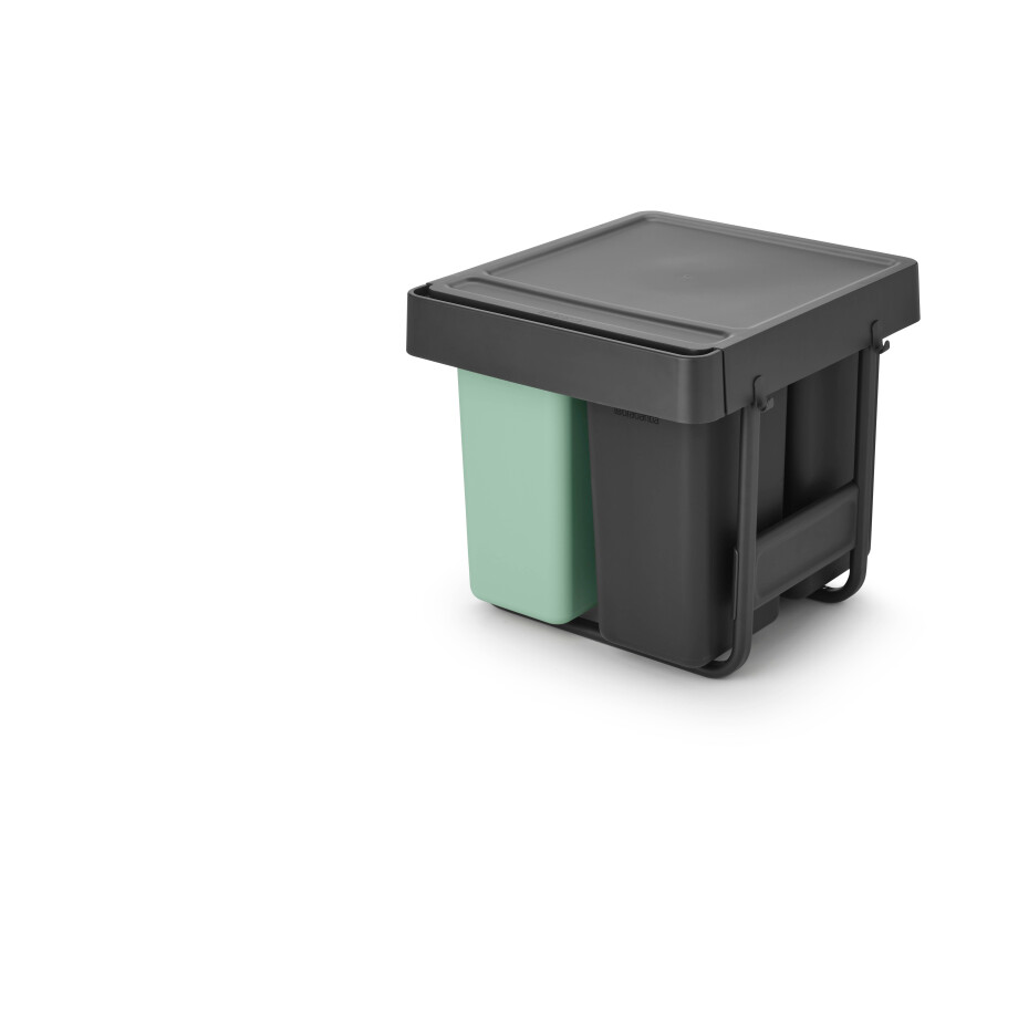 Brabantia Sort & Go Inbouw Prullenbak - 10 + 10 + 20 l - Jade Green en Dark Grey afbeelding 