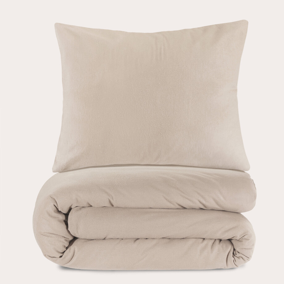 NOUS Living flanellen dekbedovertrek 1-persoons beige (140x220 cm) NOUS Living flanellen dekbedovertrek 1-persoons beige (140x220 cm) afbeelding