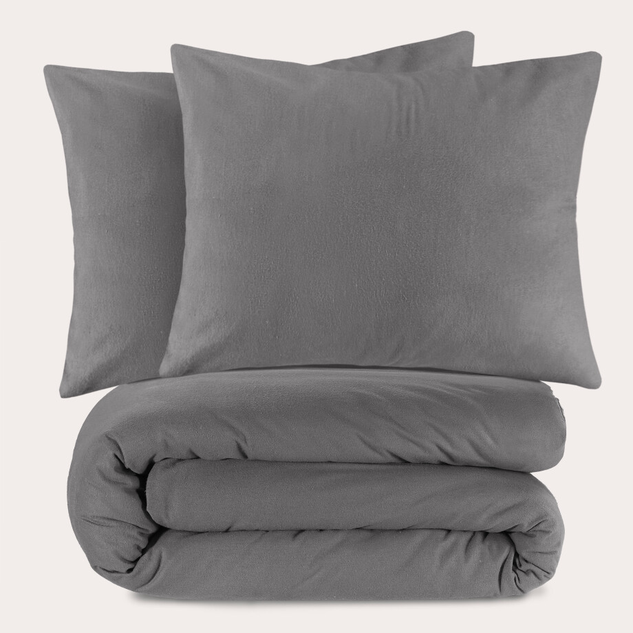 NOUS Living flanellen dekbedovertrek 2-persoons grijs (200x220 cm) NOUS Living flanellen dekbedovertrek 2-persoons grijs (200x220 cm) afbeelding