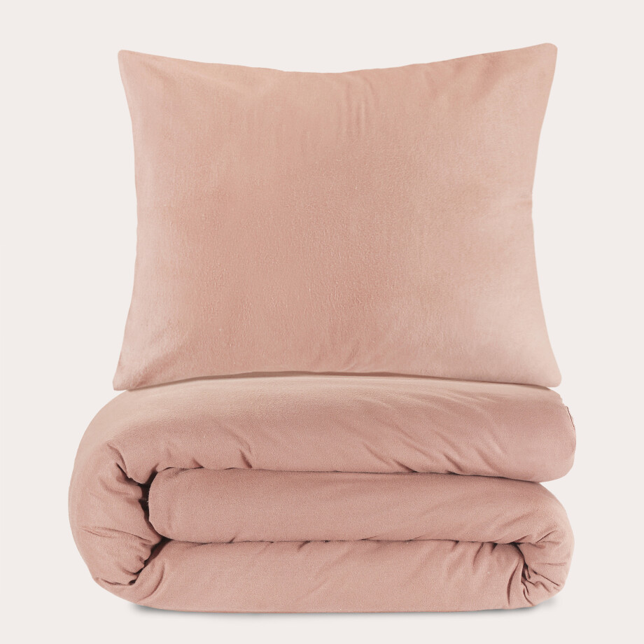 NOUS Living flanellen dekbedovertrek 1-persoons roze (140x220 cm) afbeelding 