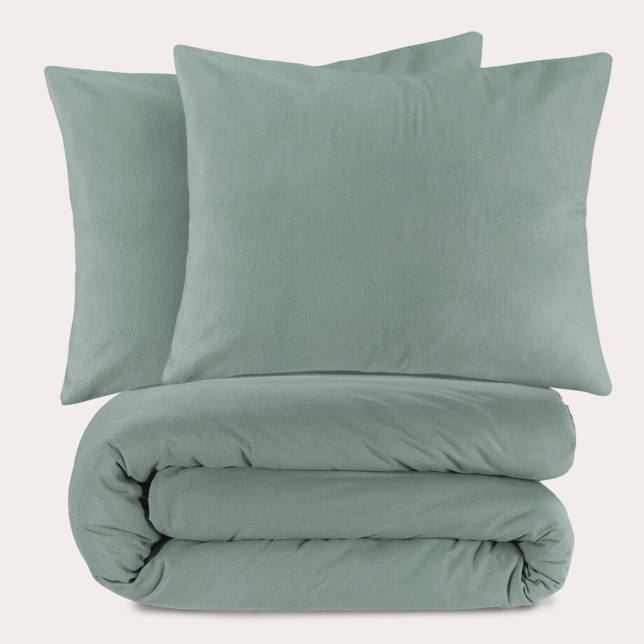 NOUS Living flanellen dekbedovertrek lits-jumeaux groen (240x220 cm) NOUS Living flanellen dekbedovertrek lits-jumeaux groen (240x220 cm) afbeelding