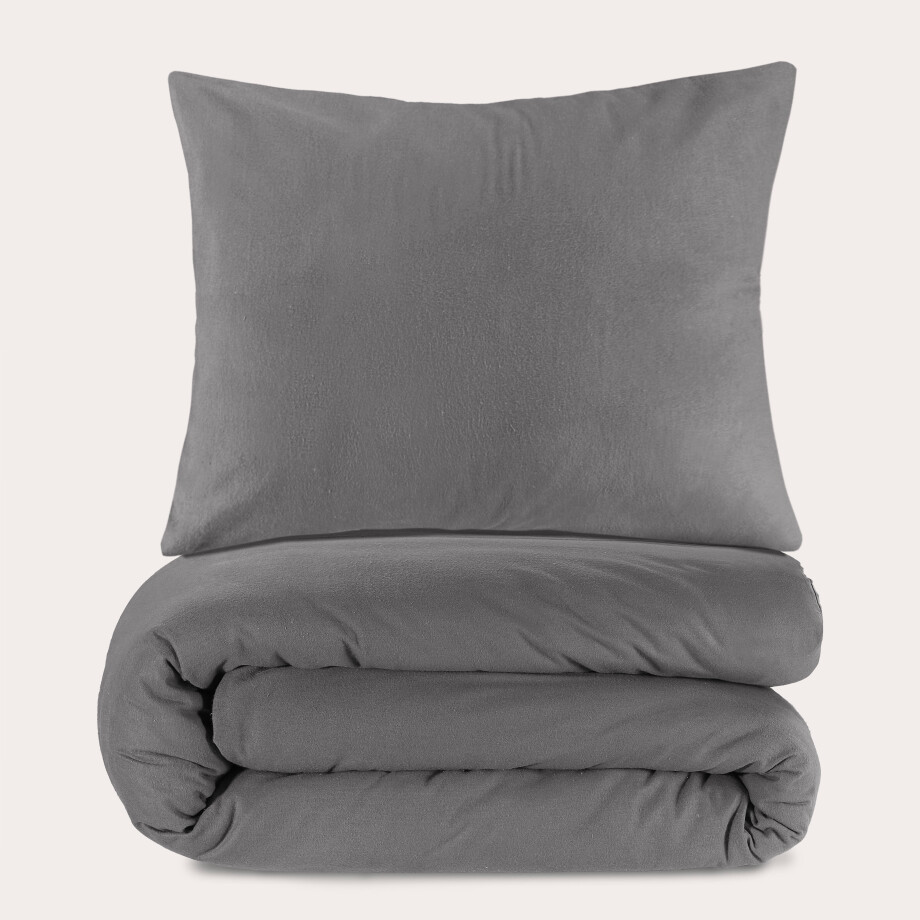 NOUS Living flanellen dekbedovertrek 1-persoons grijs (140x220 cm) NOUS Living flanellen dekbedovertrek 1-persoons grijs (140x220 cm) afbeelding