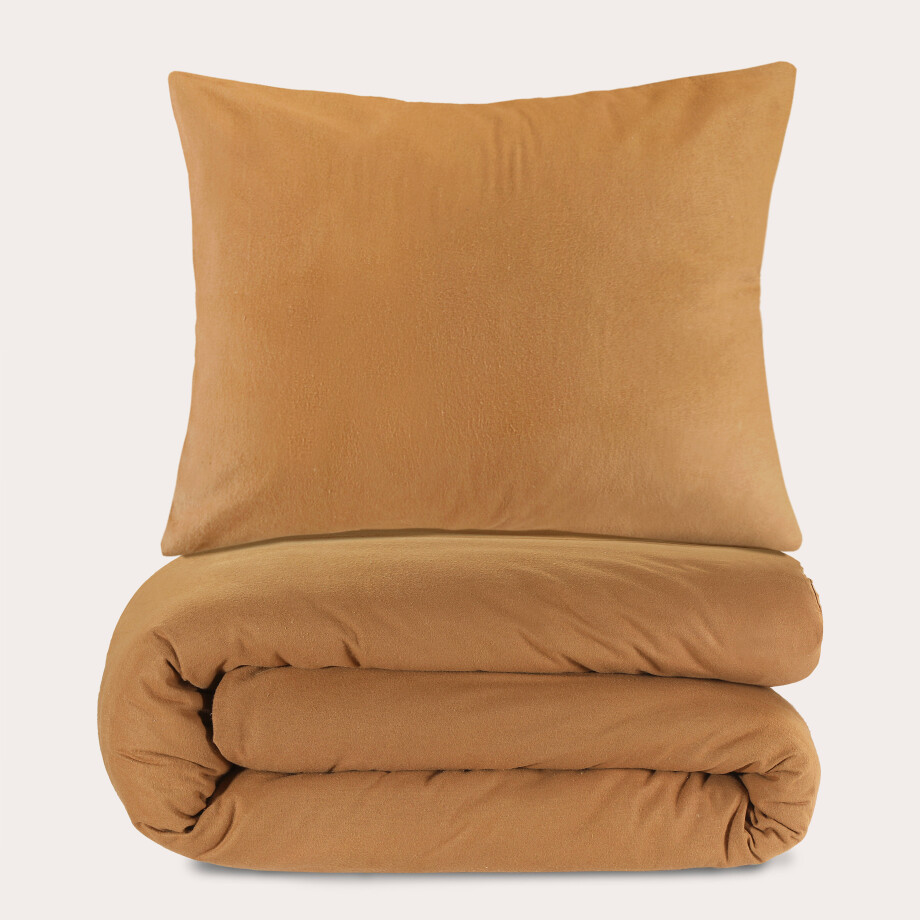 NOUS Living flanellen dekbedovertrek 1-persoons bruin (140x220 cm) afbeelding 
