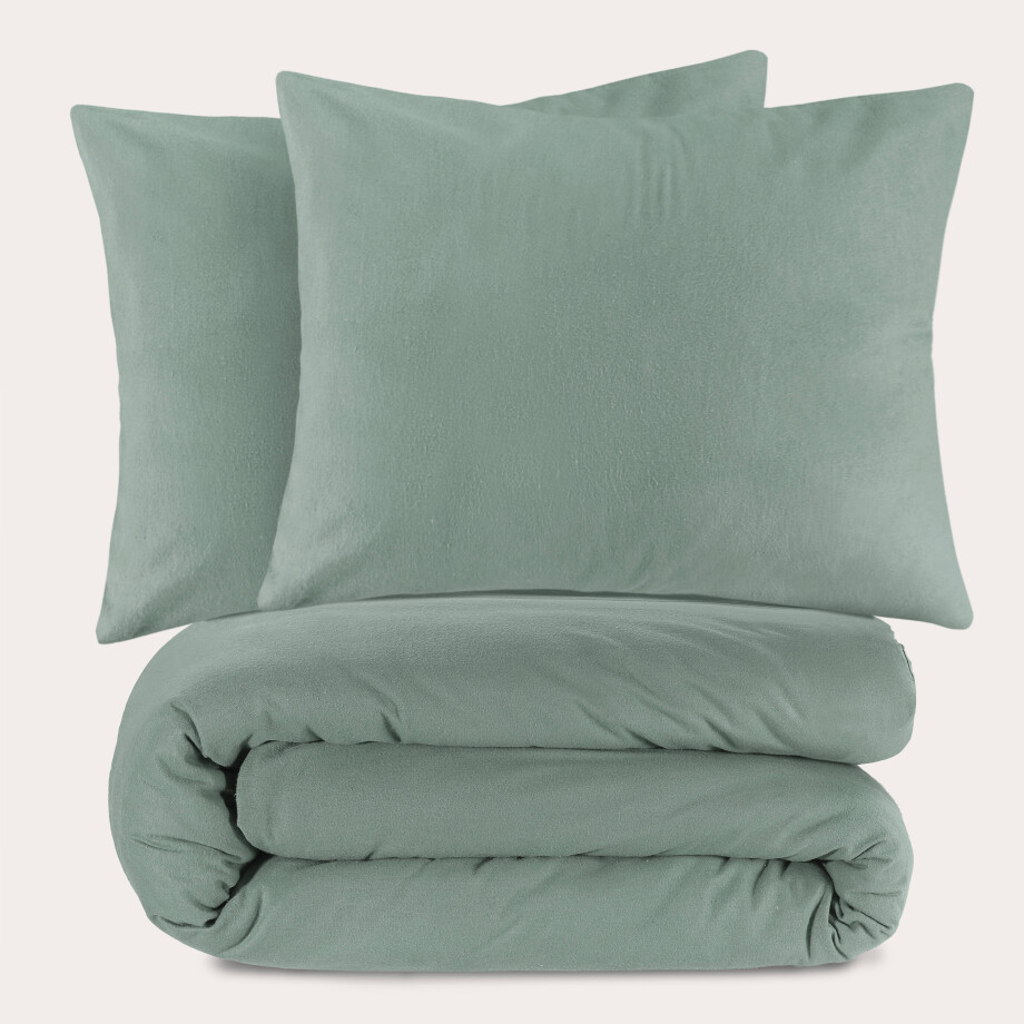 NOUS Living flanellen dekbedovertrek 2-persoons groen (200x220 cm) afbeelding 