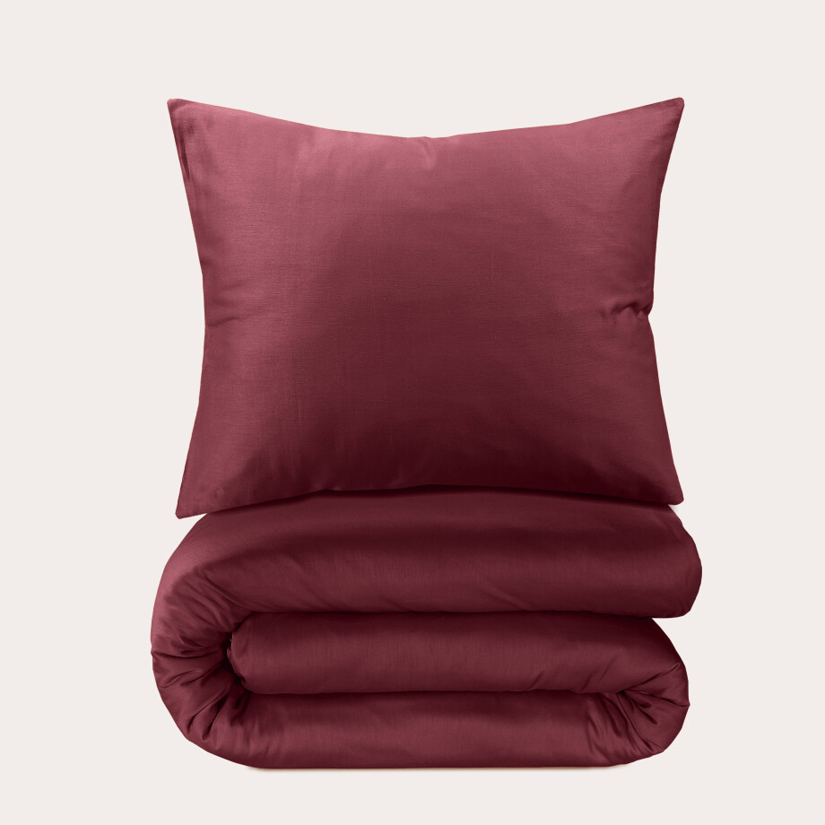 NOUS Living katoen satijnen dekbedovertrek 1-persoons rood (140x220 cm) NOUS Living katoen satijnen dekbedovertrek 1-persoons rood (140x220 cm) afbeelding