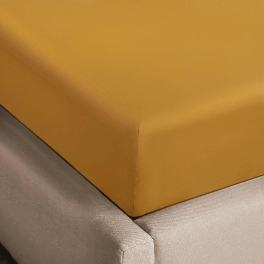 NOUS Living katoen satijnen hoeslaken - bruin NOUS Living katoen satijnen hoeslaken - bruin afbeelding