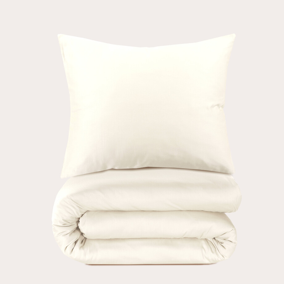 NOUS Living katoen satijnen dekbedovertrek 1-persoons ecru (140x220 cm) NOUS Living katoen satijnen dekbedovertrek 1-persoons ecru (140x220 cm) afbeelding