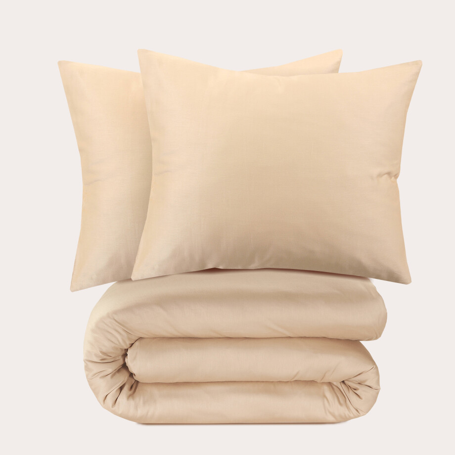 NOUS Living katoen satijnen dekbedovertrek lits-jumeaux zand (240x220 cm) afbeelding 