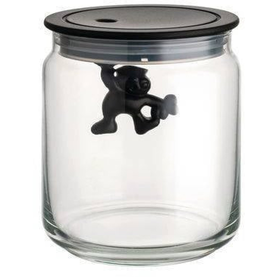 Alessi Voorraadpot Gianni A Little Man Holding On Tight - AMDR04 B - Zwart - 700 ml - door Mattia Di Rosa afbeelding 