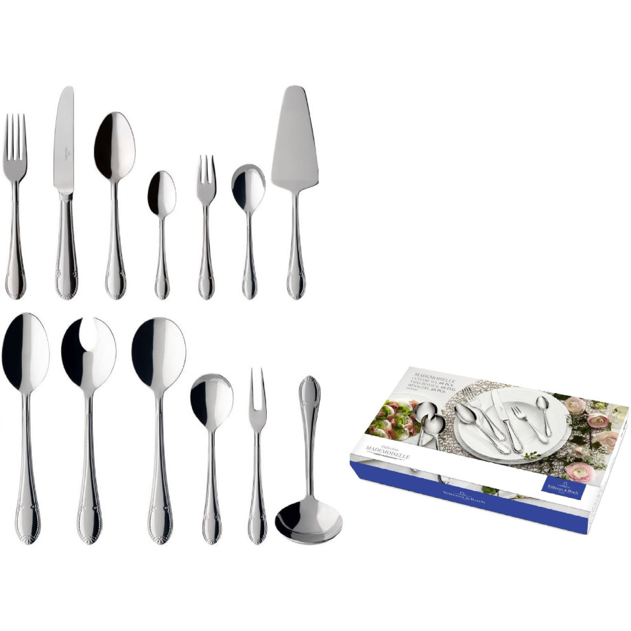 Villeroy & Boch Bestekset Mademoiselle - RVS - 68-delig / 12 personen afbeelding 