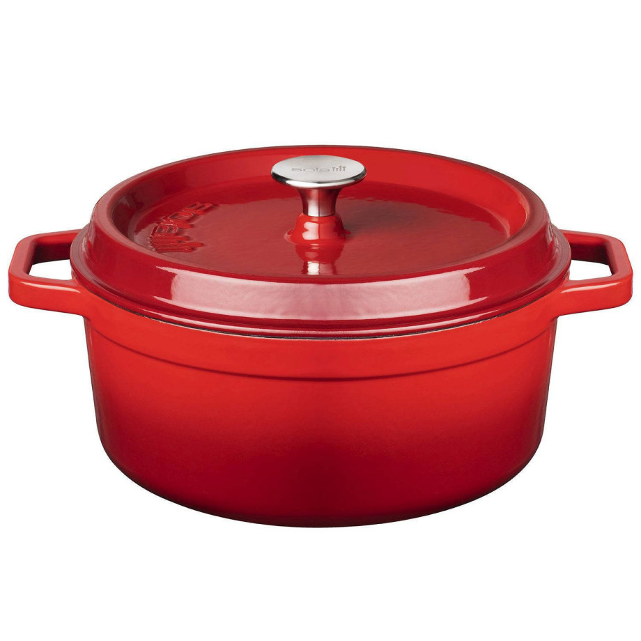 Sola Braadpan met deksel - Rood - ø 24 cm / 3.5 liter afbeelding 