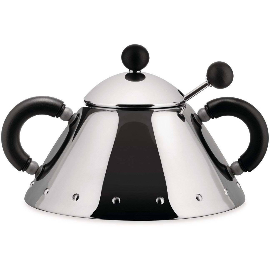 Alessi Suikerpot - met lepel - 9097 B - Zwart - 200 ml - door Micheal Graves afbeelding 