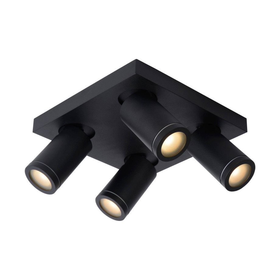 Lucide TAYLOR - Plafondspot Badkamer - LED Dim to warm - GU10 - 4x5W 2200K/3000K - IP44 - Zwart afbeelding 