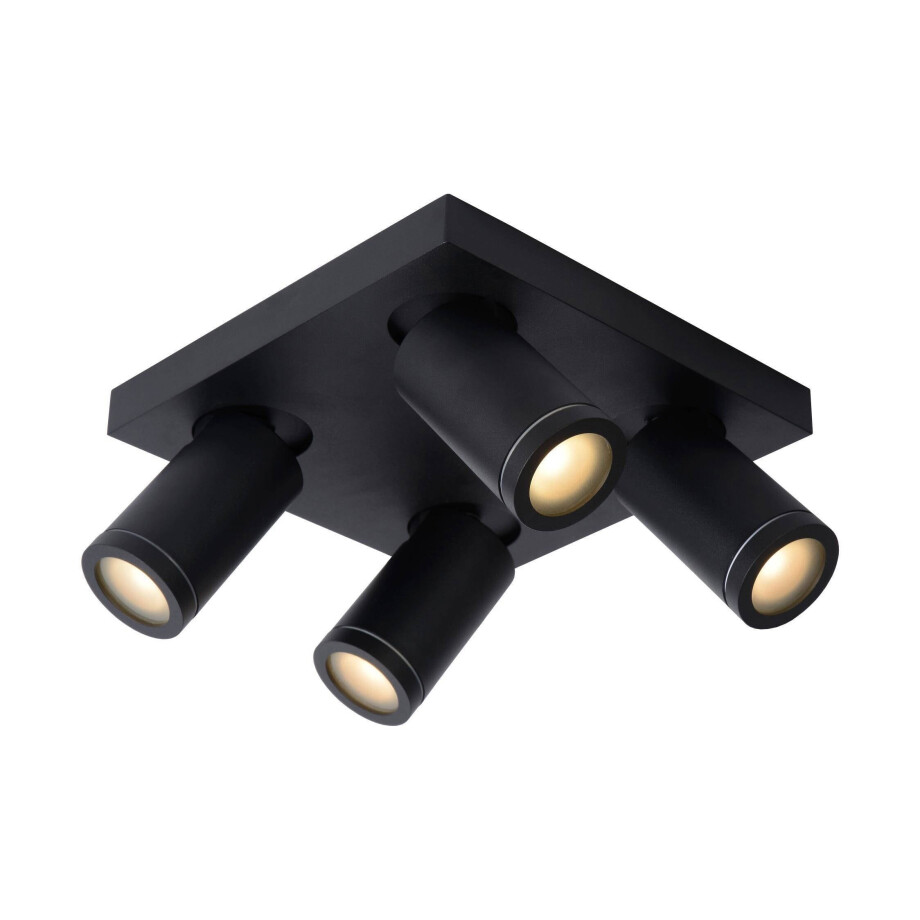 Lucide TAYLOR - Plafondspot Badkamer - LED Dim to warm - GU10 - 4x5W 2200K/3000K - IP44 - Zwart Lucide TAYLOR - Plafondspot Badkamer - LED Dim to warm - GU10 - 4x5W 2200K/3000K - IP44 - Zwart afbeelding