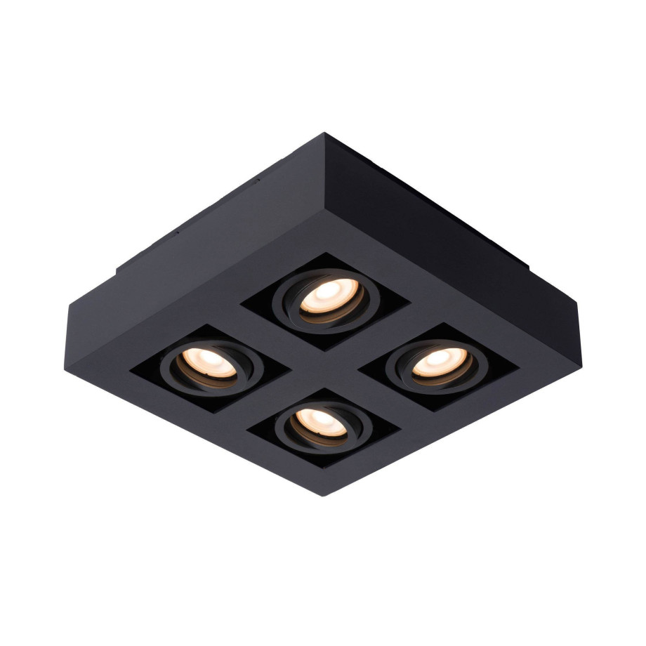 Lucide XIRAX - Plafondspot - LED Dim to warm - GU10 - 4x5W 2200K/3000K - Zwart afbeelding 