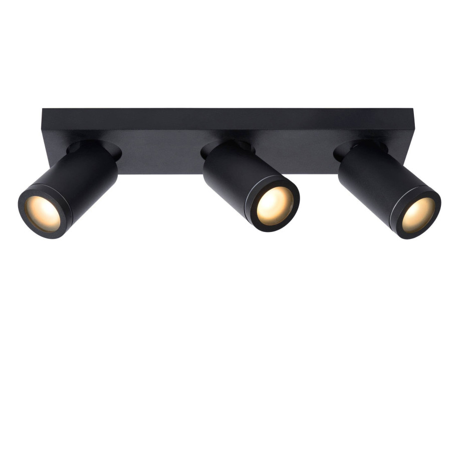 Lucide TAYLOR - Plafondspot Badkamer - LED Dim to warm - GU10 - 3x5W 2200K/3000K - IP44 - Zwart afbeelding 