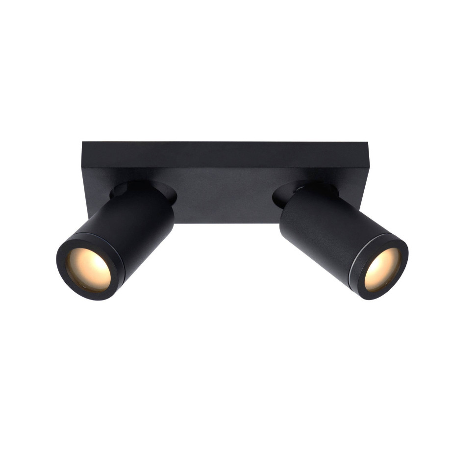 Lucide TAYLOR - Plafondspot Badkamer - LED Dim to warm - GU10 - 2x5W 2200K/3000K - IP44 - Zwart afbeelding 